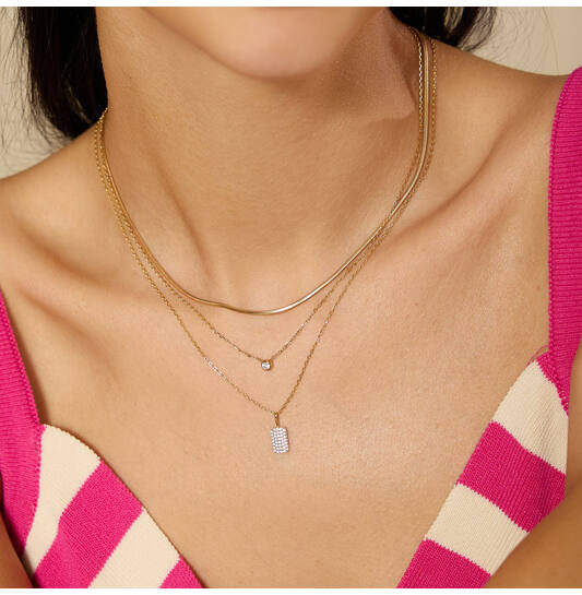  Sunny Sparkler - Necklaces with pendant - Silver / 14kt GP - Zirconia - 46-50 cm